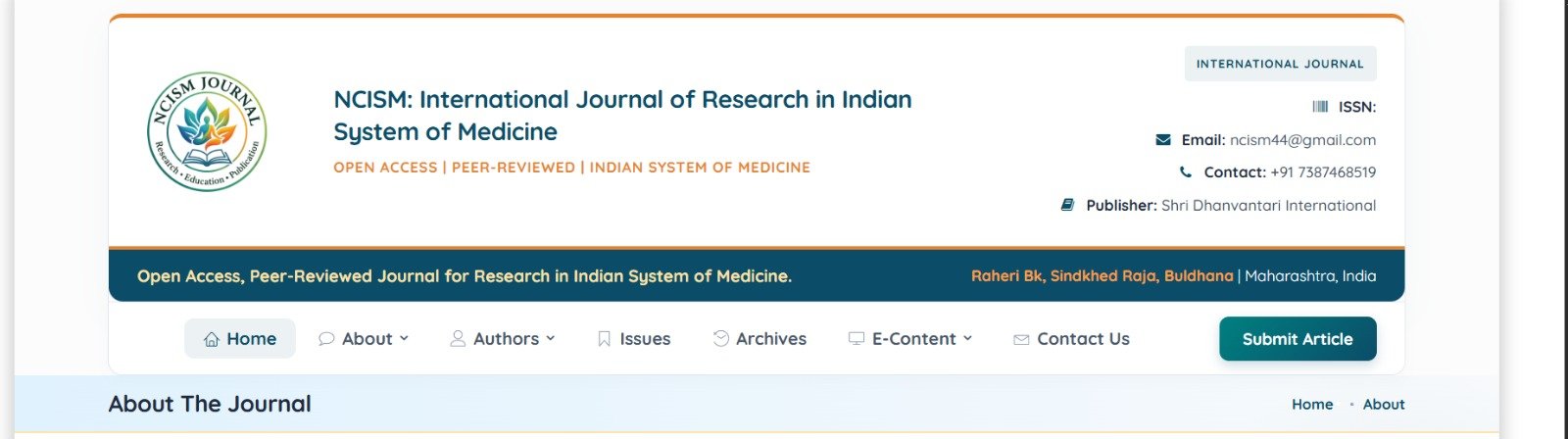 NCISM Journal Archives